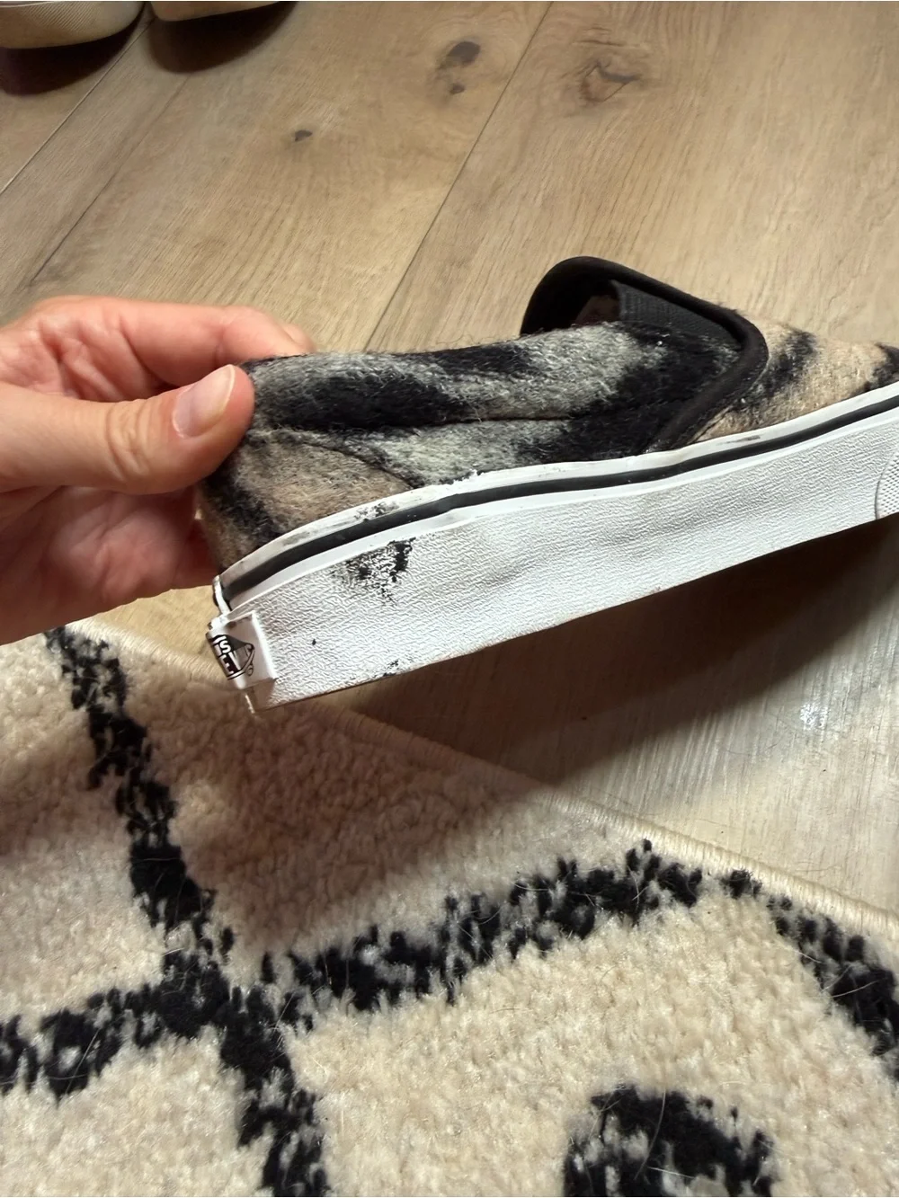 Womens Slip-On Vans Tan & Black Tiger Print